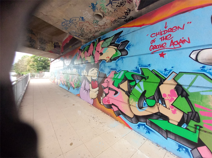 This is a photograph of graffiti on The Bridge of Peace Drogheda