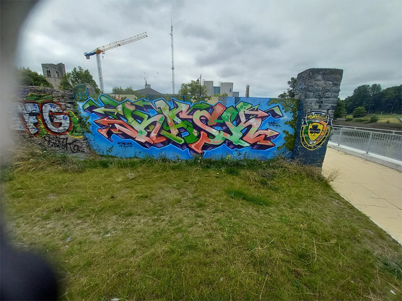 This is a photograph of graffiti on The Bridge of Peace Drogheda