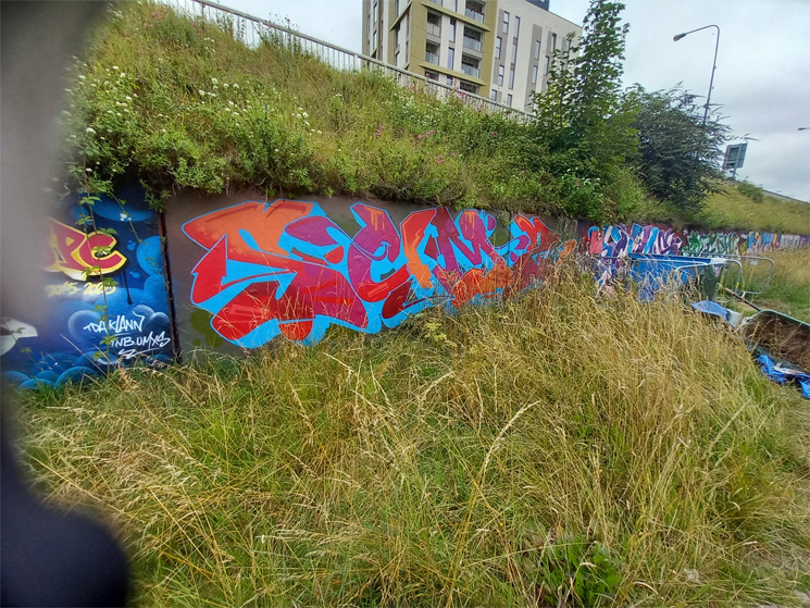 This is a photograph of graffiti on The Bridge of Peace Drogheda