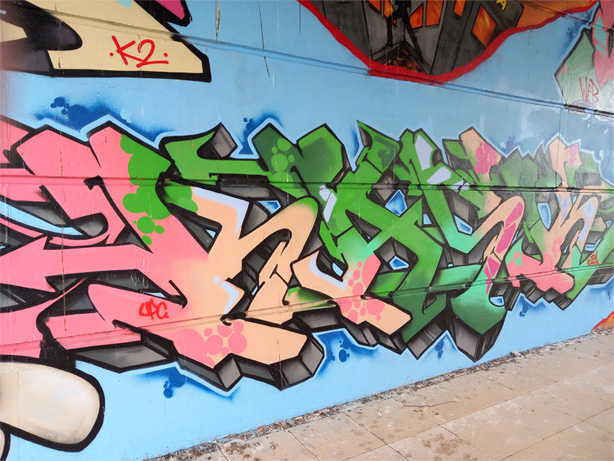 This is a photograph of graffiti on The Bridge of Peace Drogheda