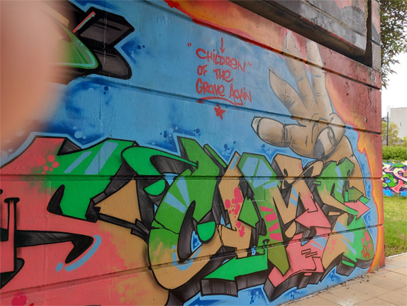 This is a photograph of graffiti on The Bridge of Peace Drogheda