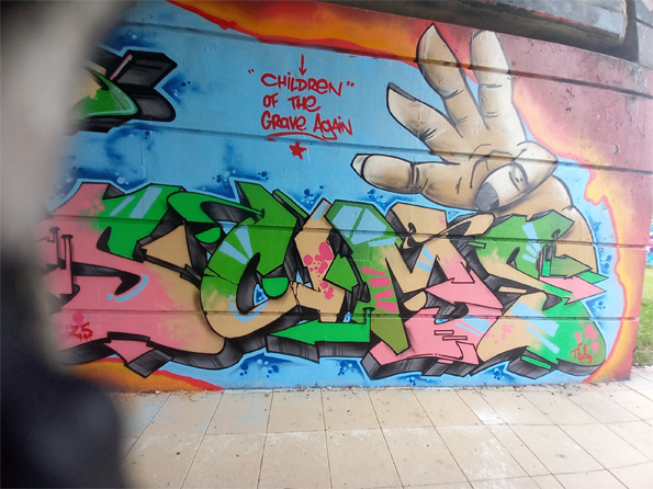 This is a photograph of graffiti on The Bridge of Peace Drogheda