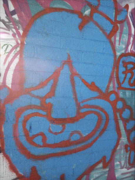 This is a photograph of a face done in graffiti